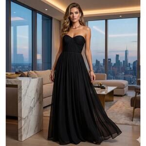 Jenny Yoo Aidan Convertible Strapless Black Formal Gown Bridesmaid Wedding 2